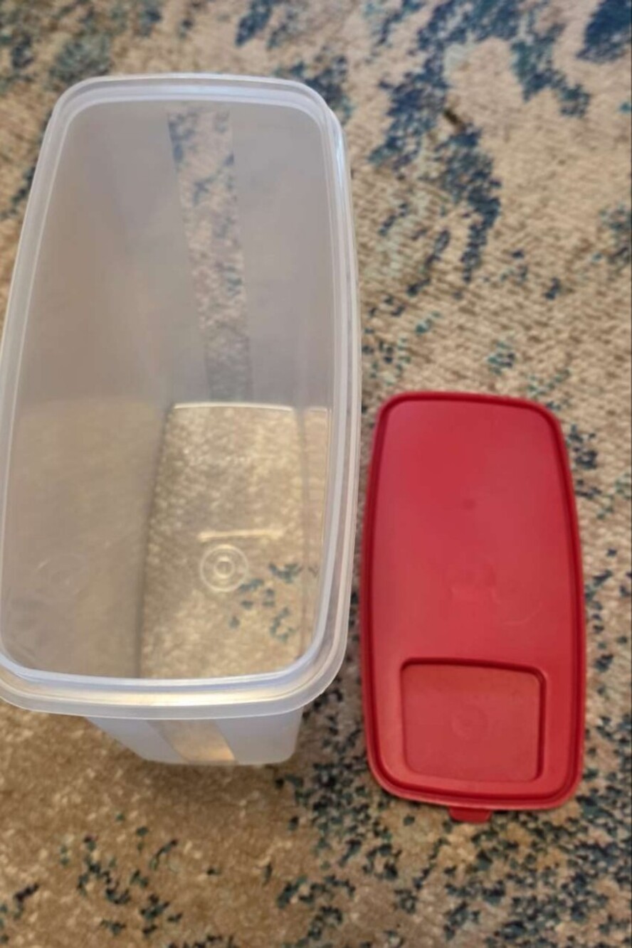 Tupperware Clear Storage Container with Red Snap Lid